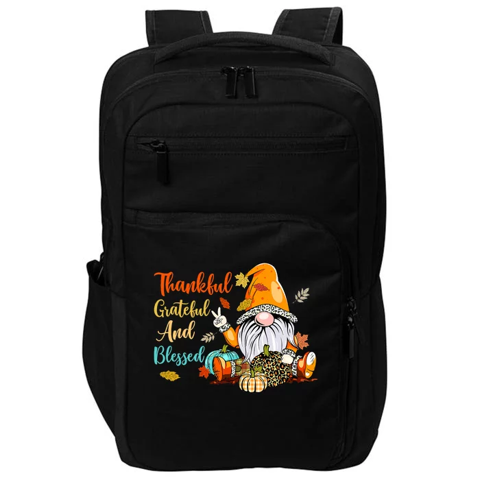 Thankful Grateful Blessed Thanksgiving Fall Gnomes Impact Tech Backpack