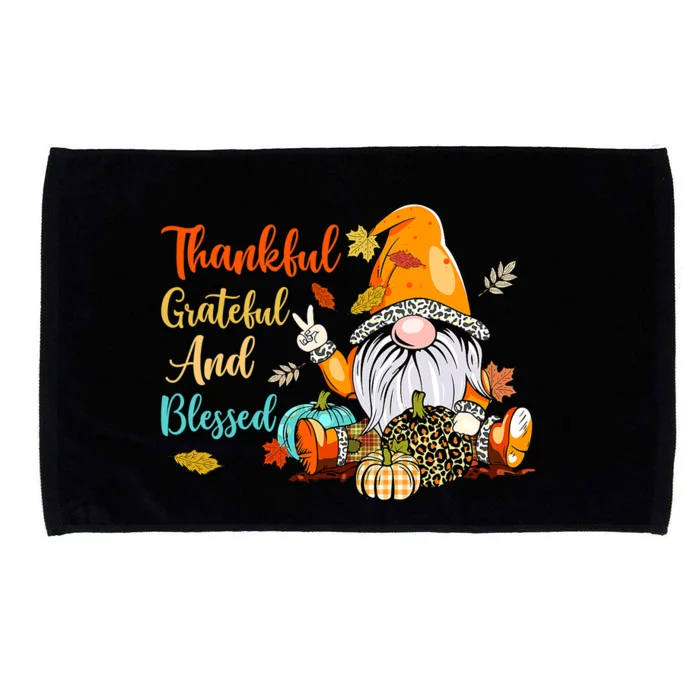 Thankful Grateful Blessed Thanksgiving Fall Gnomes Microfiber Hand Towel