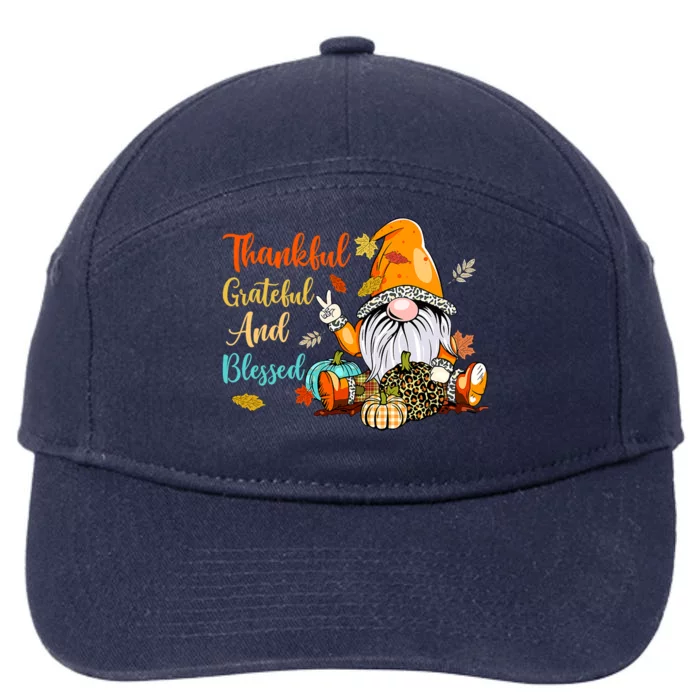 Thankful Grateful Blessed Thanksgiving Fall Gnomes 7-Panel Snapback Hat