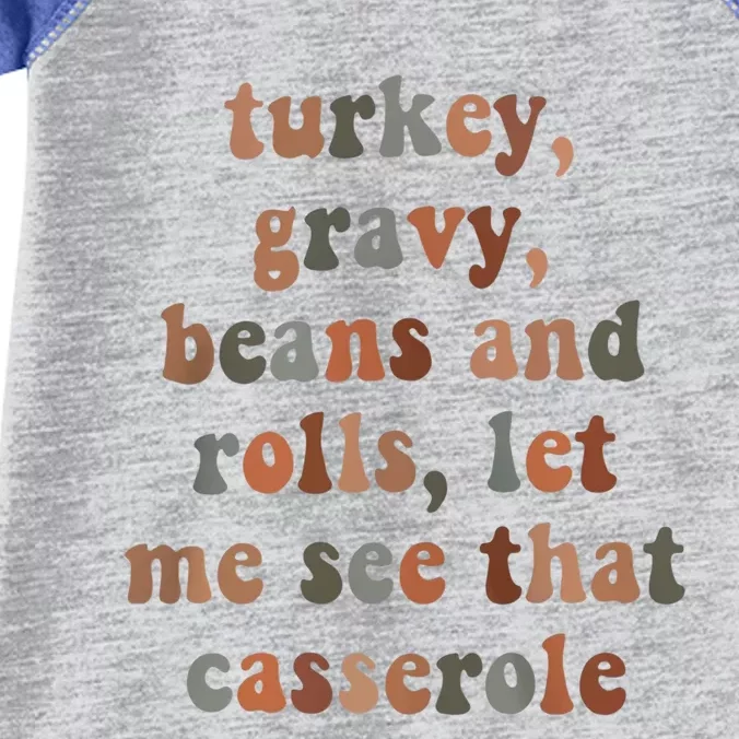 Turkey Gravy Beans And Roll Let Me See That Casserole Gift Infant Baby Jersey Bodysuit