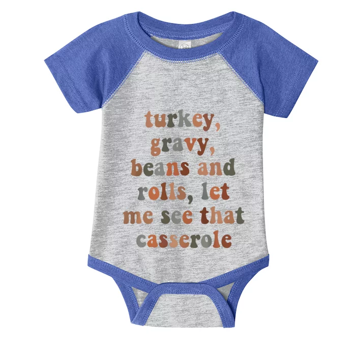 Turkey Gravy Beans And Roll Let Me See That Casserole Gift Infant Baby Jersey Bodysuit