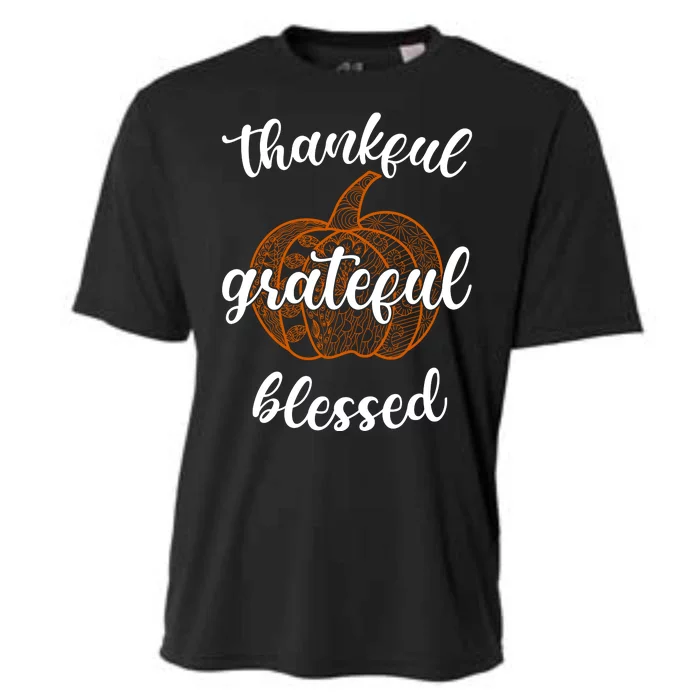 Thankful Grateful Blessed Pumpkin Fall Cooling Performance Crew T-Shirt