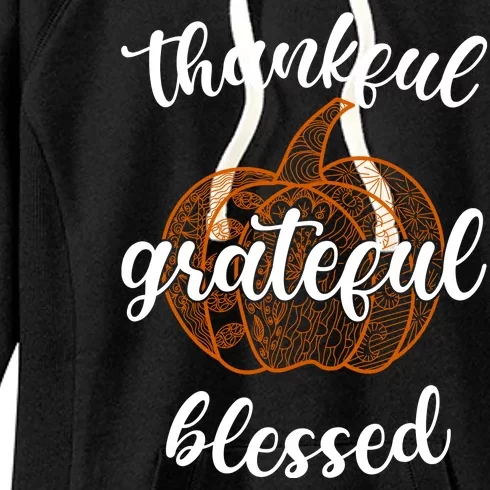 Thankful Grateful Blessed Pumpkin Fall Women's Fleece Hoodie