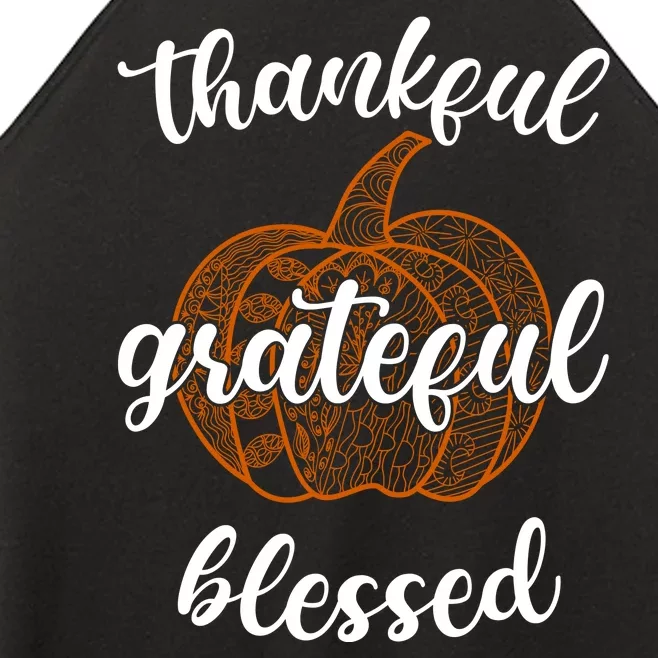 Thankful Grateful Blessed Pumpkin Fall Women’s Perfect Tri Rocker Tank