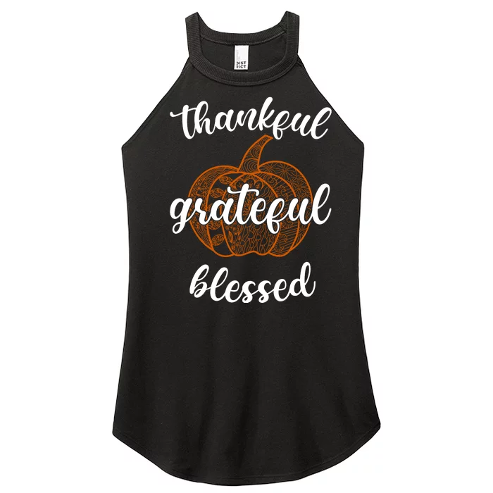 Thankful Grateful Blessed Pumpkin Fall Women’s Perfect Tri Rocker Tank