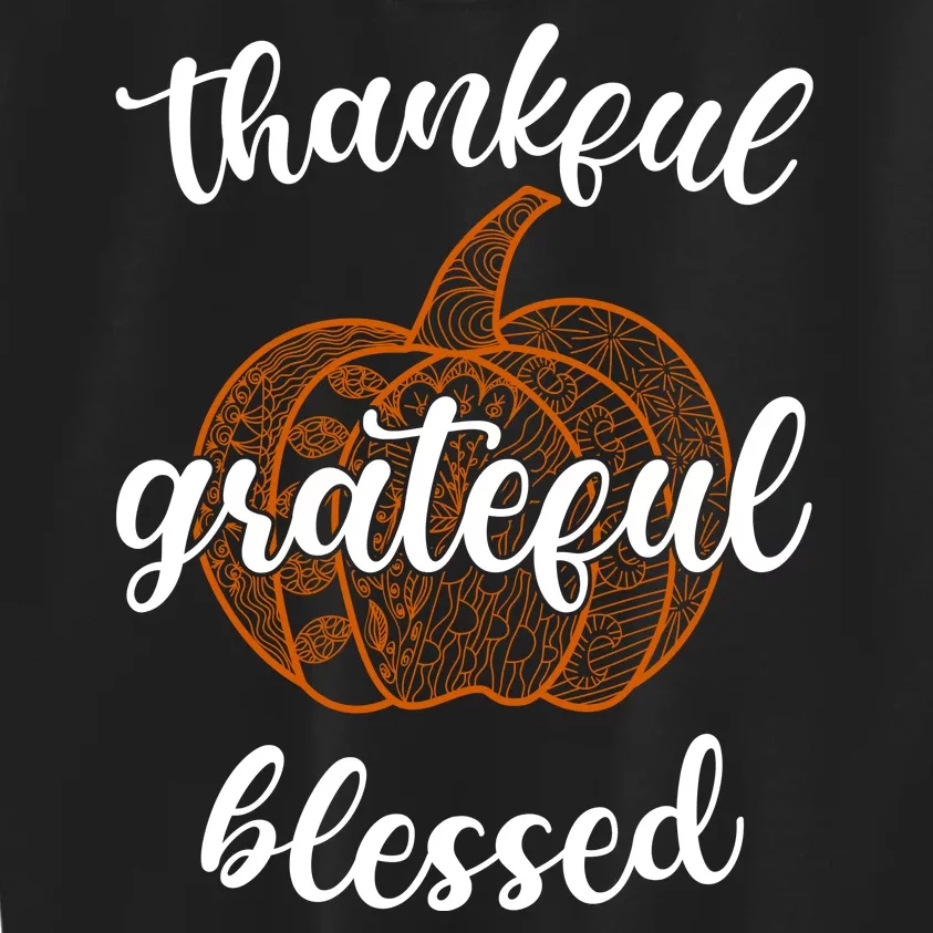 Thankful Grateful Blessed Pumpkin Fall Kids Sweatshirt