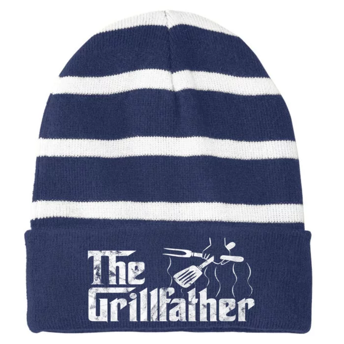 The Grillfather Bbq & Grilling Vintage Chef Striped Beanie with Solid Band