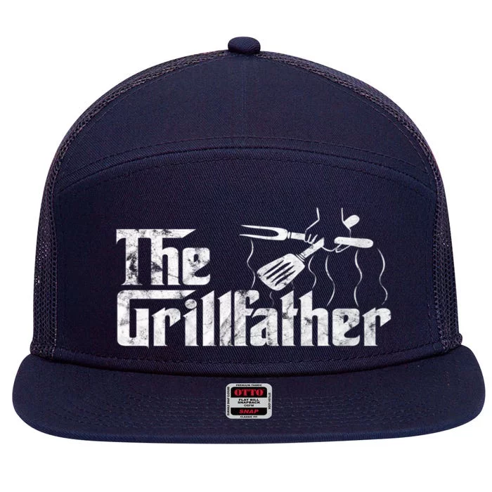 The Grillfather Bbq & Grilling Vintage Chef 7 Panel Mesh Trucker Snapback Hat