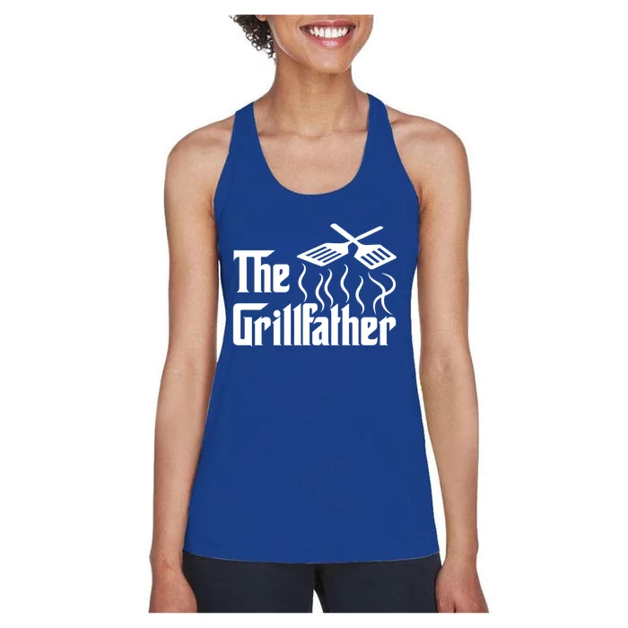 The Grillfather Bbq Grill And Smoker Barbecue Chef Gift Women's Racerback Tank