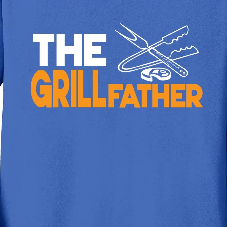 The Grillfather Bbq Griller Smoker Funny Barbecue Chef Dad Funny Gift Kids Long Sleeve Shirt