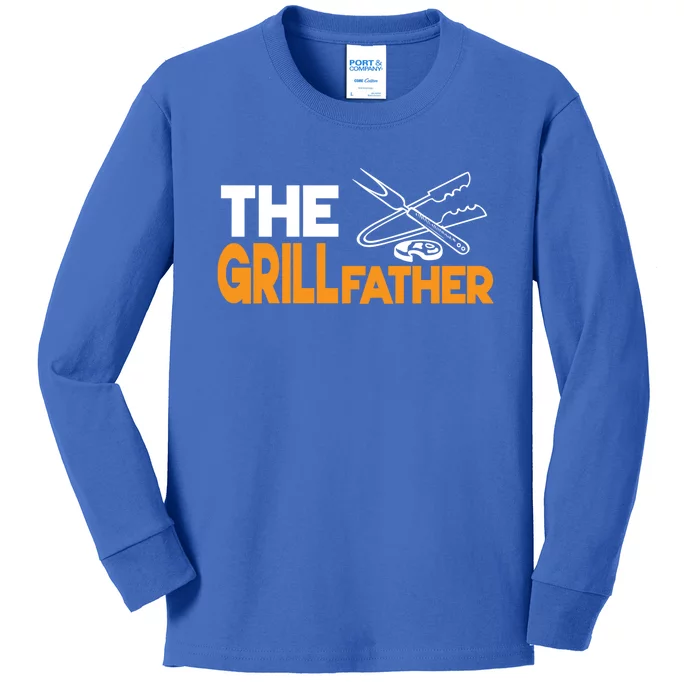 The Grillfather Bbq Griller Smoker Funny Barbecue Chef Dad Funny Gift Kids Long Sleeve Shirt