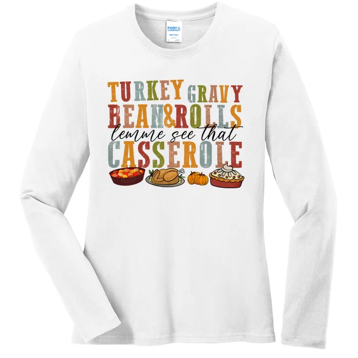 Turkey Gravy Beans Funny Thanksgiving Ladies Long Sleeve Shirt