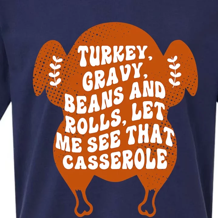 Turkey Gravy Beans & Rolls Casserole Thanksgiving Funny Cute Sueded Cloud Jersey T-Shirt