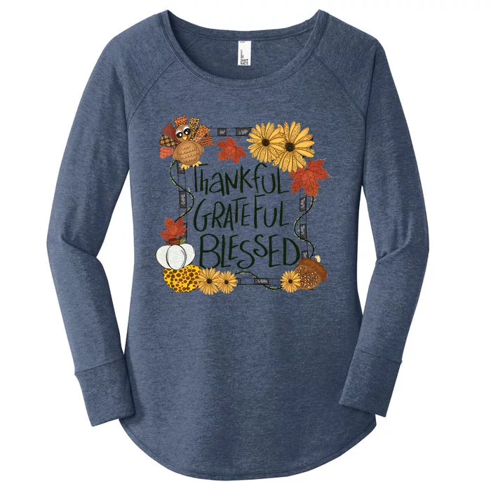 Thankful Grateful Blessed Turkey Thanksgiving Family Women's Perfect Tri Tunic Long Sleeve Shirt