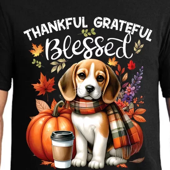 Thankful Grateful Blessed Beagle Dog Happy Fall YAll Autumn Pajama Set