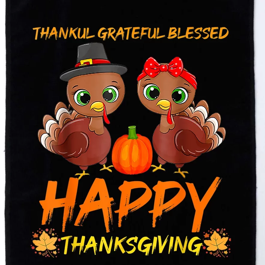 Thankful Grateful Blessed Happy Thanksgiving Turkey Platinum Collection Golf Towel