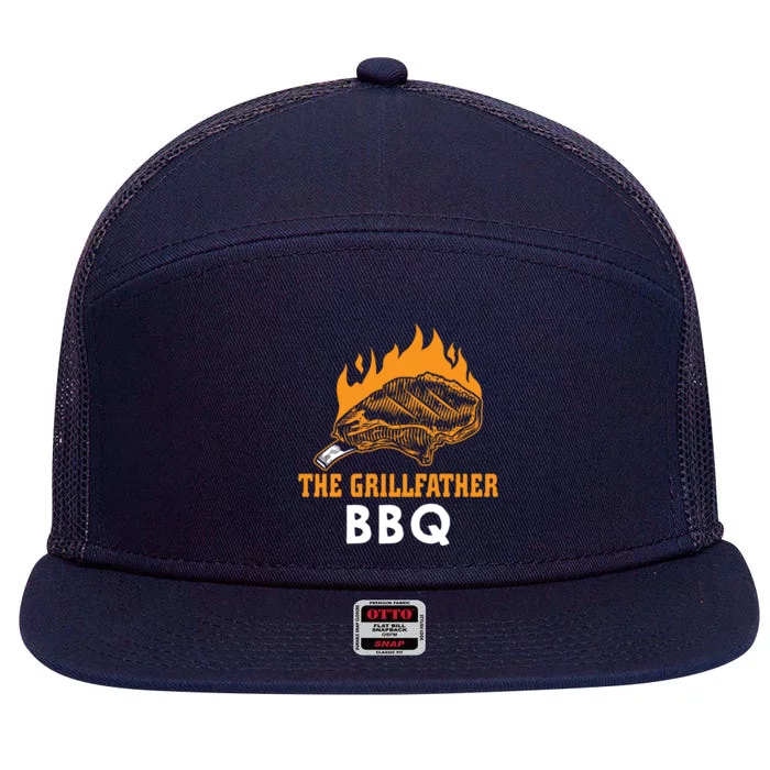 The Grillfather Bbq Gift 7 Panel Mesh Trucker Snapback Hat