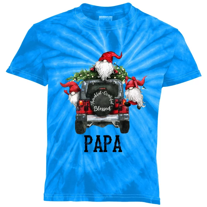 Thankful Grateful Blessed Papa Grandpa Gift Kids Tie-Dye T-Shirt