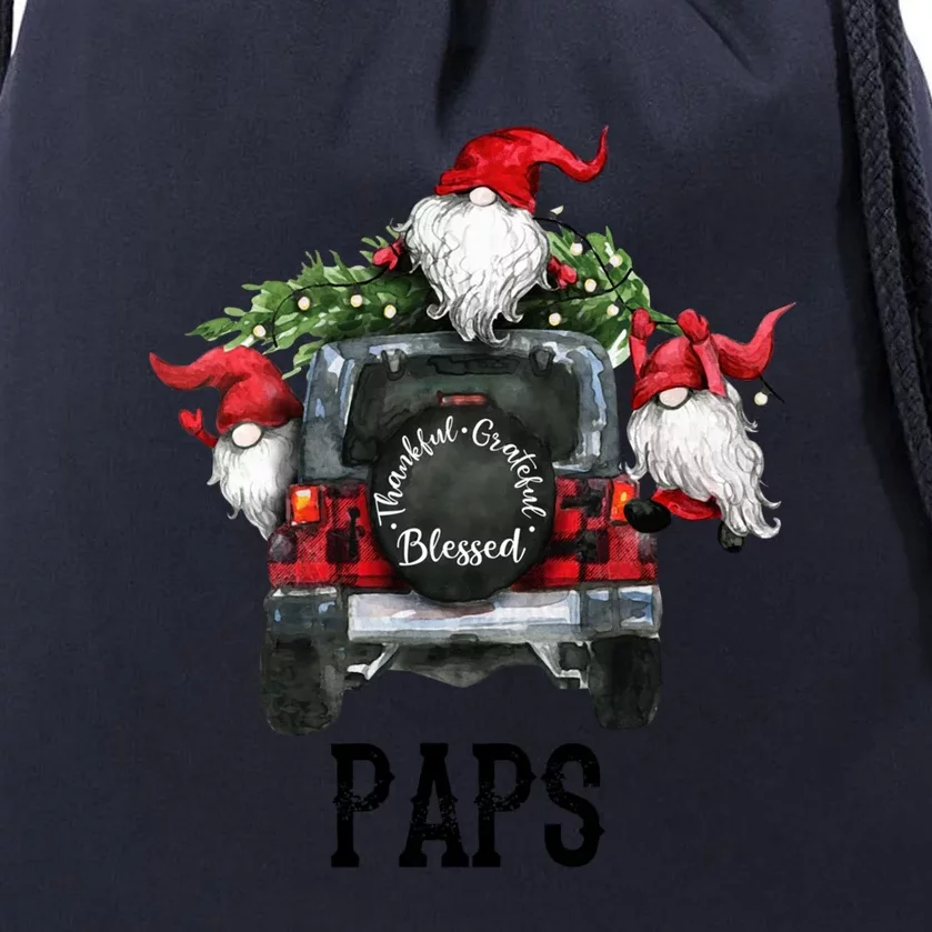 Thankful Grateful Blessed Paps Grandpa Gift Drawstring Bag