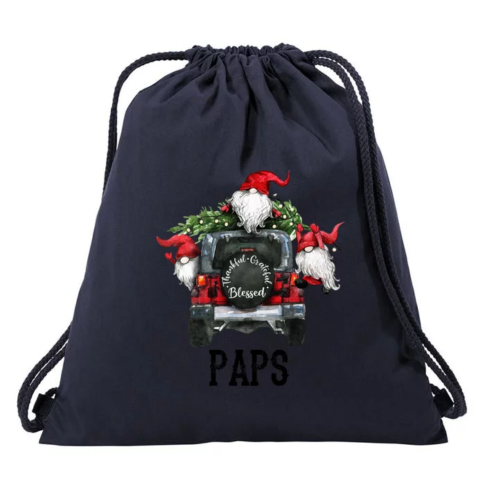 Thankful Grateful Blessed Paps Grandpa Gift Drawstring Bag