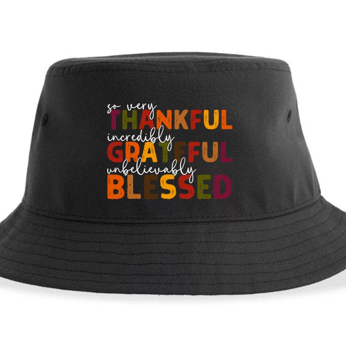 Thankful Grateful Blessed Thankful Blessed Thanksgiving Sustainable Bucket Hat