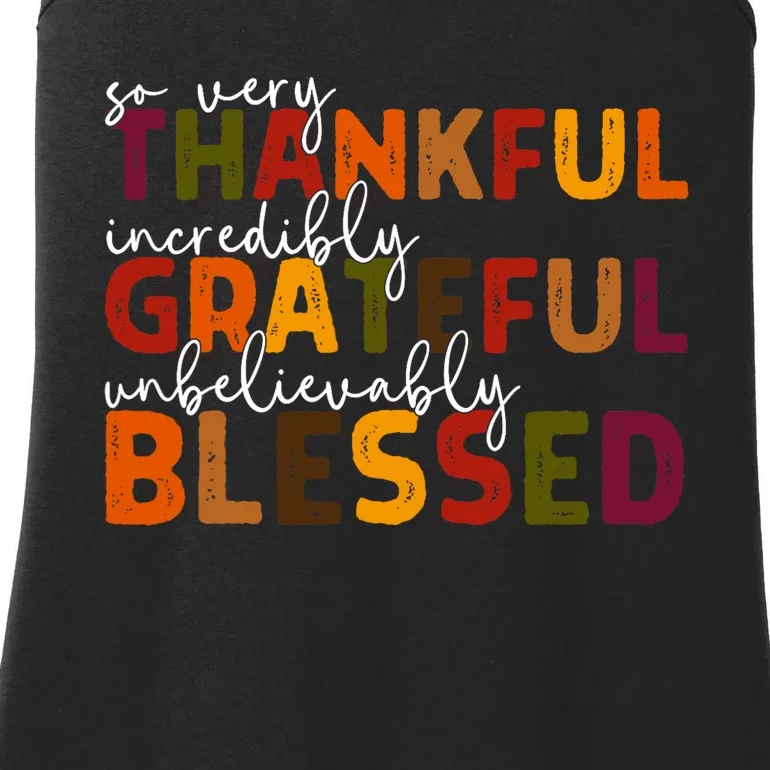 Thankful Grateful Blessed Thankful Blessed Thanksgiving Ladies Essential Tank