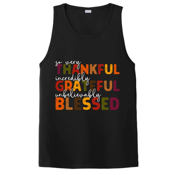 Thankful Grateful Blessed Thankful Blessed Thanksgiving Performance Tank