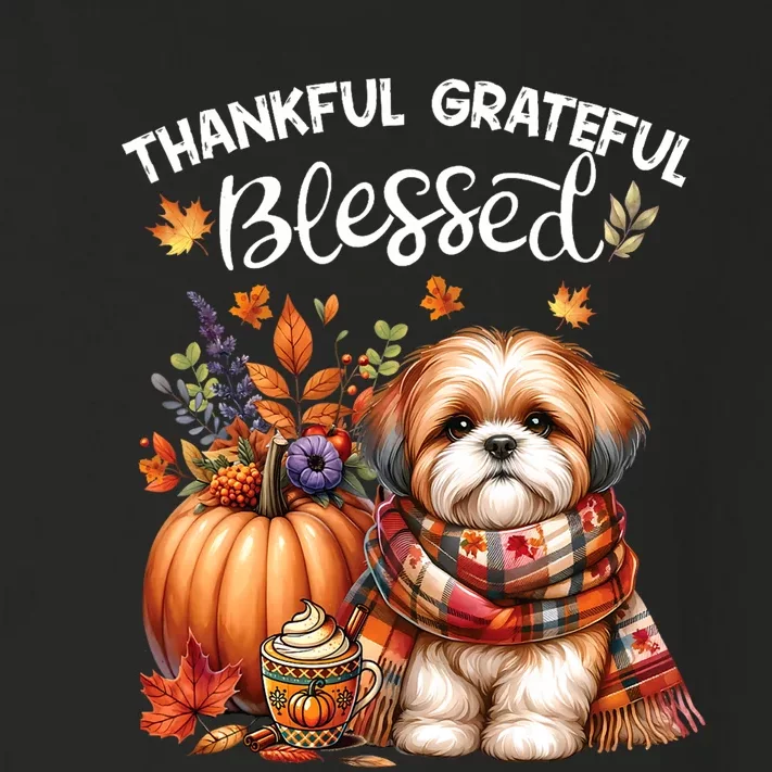 Thankful Grateful Blessed Shih Tzu Dog Fall YAll Autumn Toddler Long Sleeve Shirt