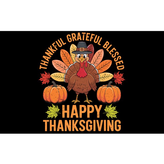 Thankful Grateful Blessed Turkey Women Happy Thanksgiving Bumper Sticker