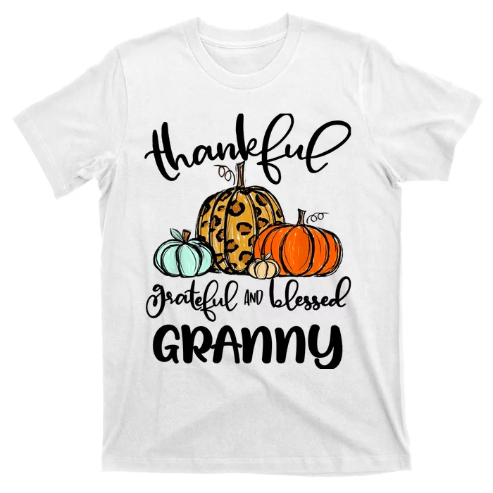 Thankful Grateful Blessed Granny Pumpkin Fall Thanksgiving T-Shirt