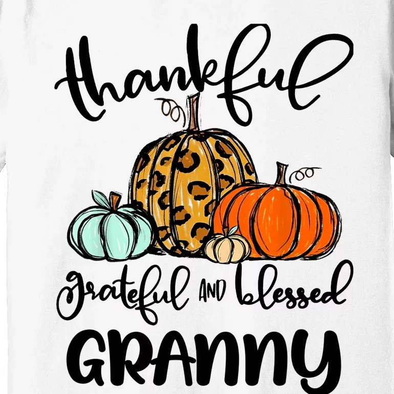 Thankful Grateful Blessed Granny Pumpkin Fall Thanksgiving Premium T-Shirt