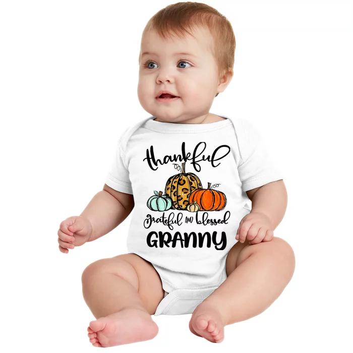 Thankful Grateful Blessed Granny Pumpkin Fall Thanksgiving Baby Bodysuit