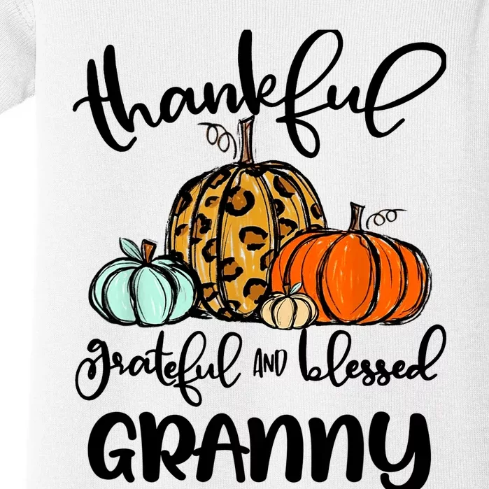 Thankful Grateful Blessed Granny Pumpkin Fall Thanksgiving Baby Bodysuit