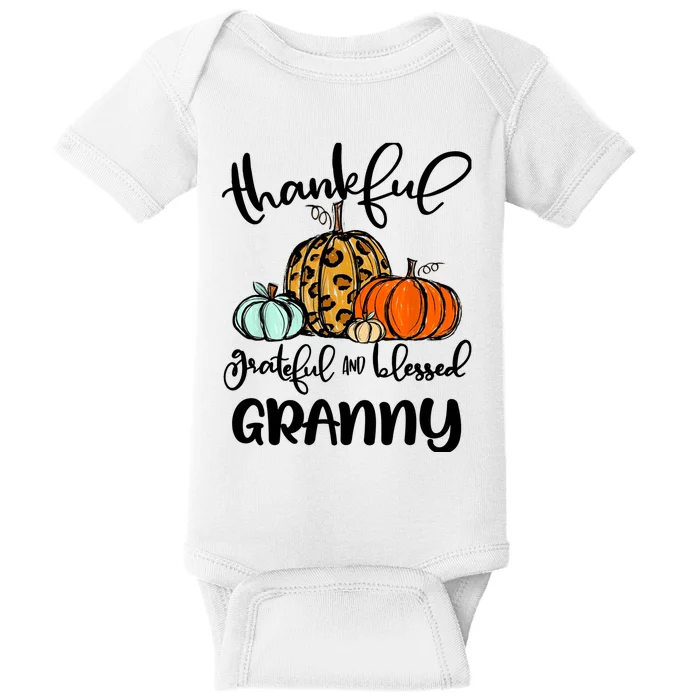 Thankful Grateful Blessed Granny Pumpkin Fall Thanksgiving Baby Bodysuit