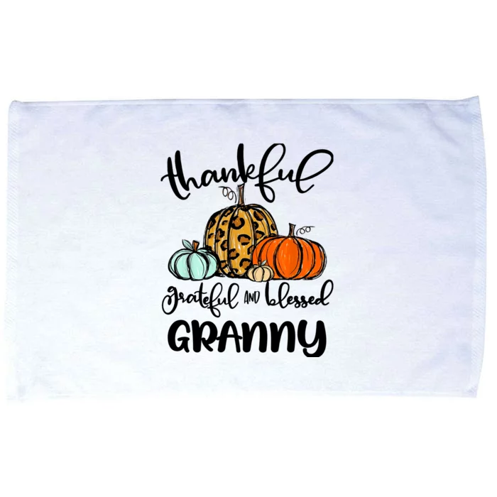 Thankful Grateful Blessed Granny Pumpkin Fall Thanksgiving Microfiber Hand Towel