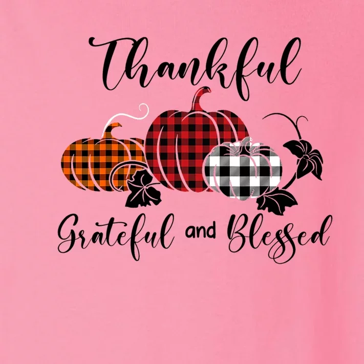 Thankful Grateful Blessed Plaid Gift Thanksgiving Meaningful Gift Toddler Long Sleeve Shirt