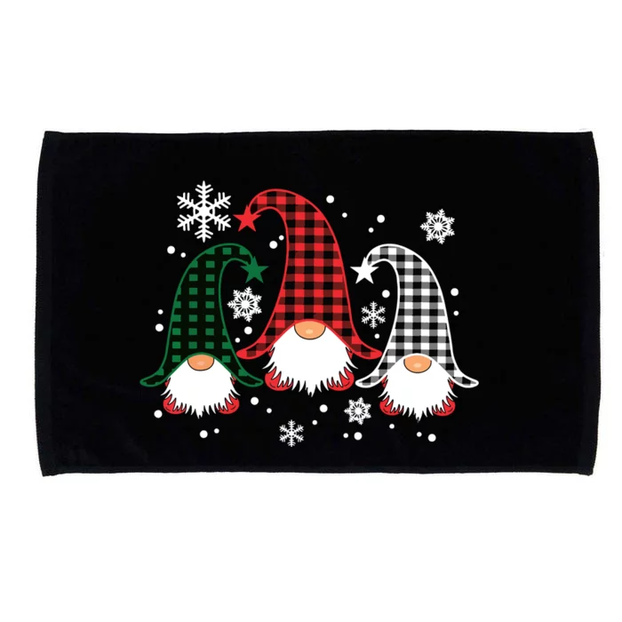 Three Gnomes Buffalo Plaid Christmas Snowflakes Microfiber Hand Towel