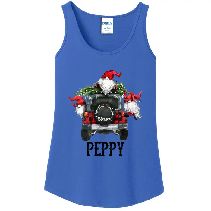 Thankful Grateful Blessed Peppy Grandpa Gift Ladies Essential Tank