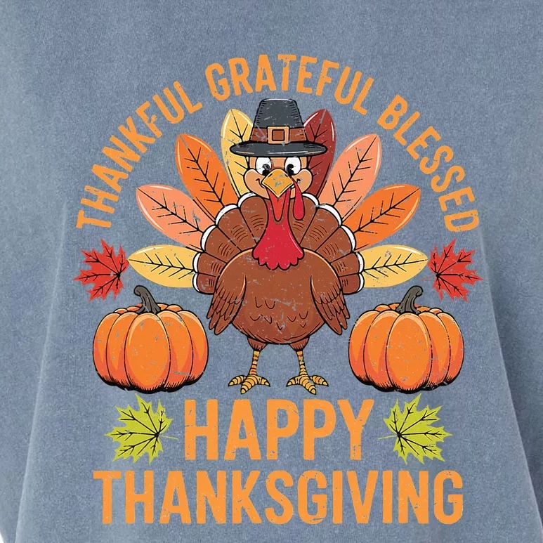 Thankful Grateful Blessed Turkey Women Happy Thanksgiving Garment-Dyed Women's Muscle Tee