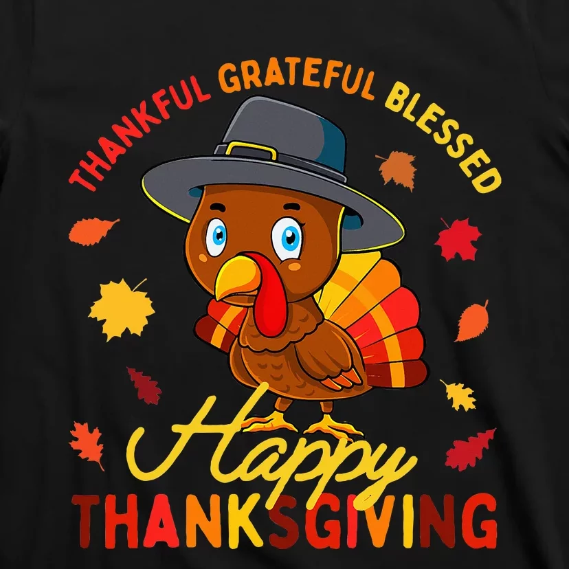 Thankful Grateful Blessed Thanksgiving Turkey T-Shirt