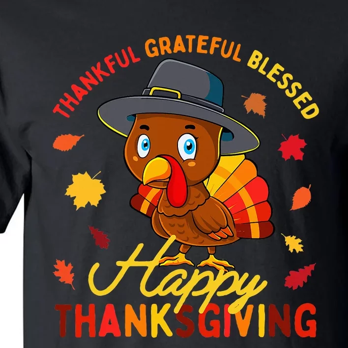 Thankful Grateful Blessed Thanksgiving Turkey Tall T-Shirt