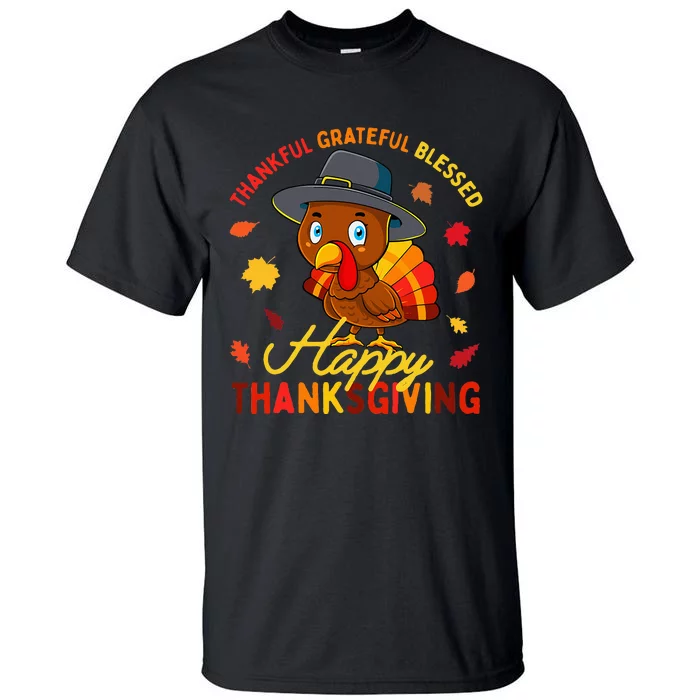 Thankful Grateful Blessed Thanksgiving Turkey Tall T-Shirt