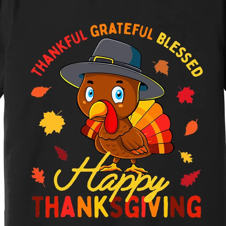 Thankful Grateful Blessed Thanksgiving Turkey Premium T-Shirt