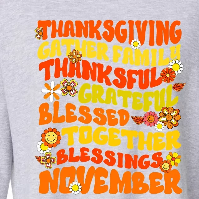 Thankful Grateful Blessed Leopard Pumpkin Fall Thanksgiving Cropped Pullover Crew