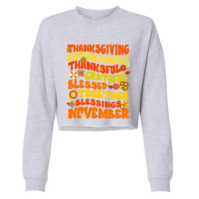 Thankful Grateful Blessed Leopard Pumpkin Fall Thanksgiving Cropped Pullover Crew