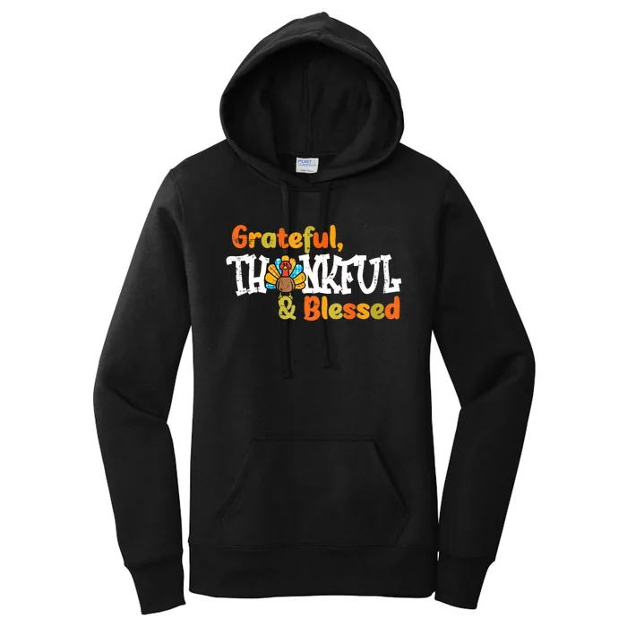 Thankful Grateful Blessed Thanksgiving Turkey Girls Women's Pullover Hoodie