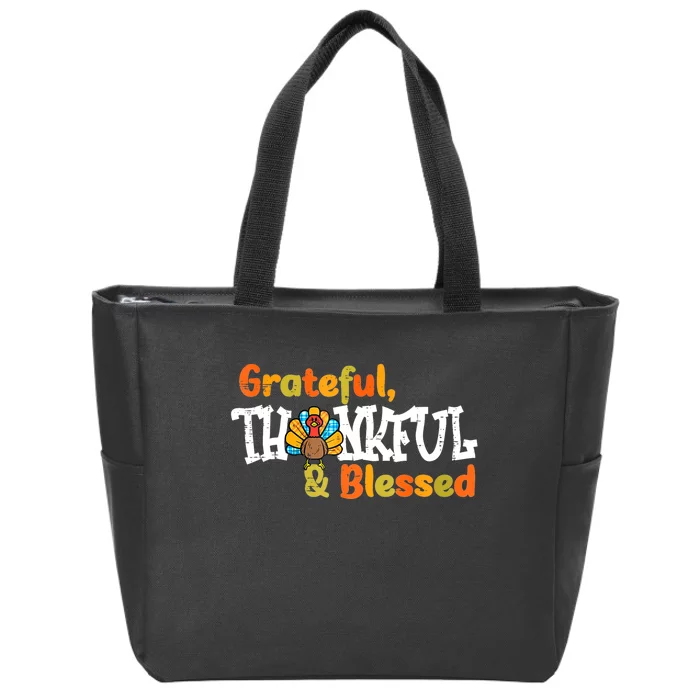 Thankful Grateful Blessed Thanksgiving Turkey Girls Zip Tote Bag