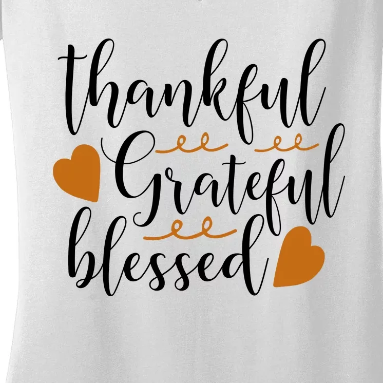 Thankful Grateful Blessed Women's V-Neck T-Shirt