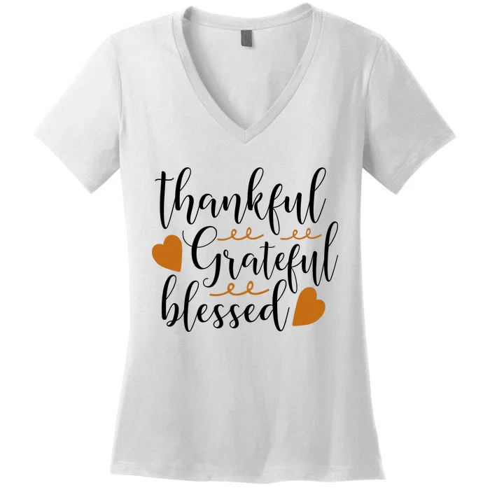 Thankful Grateful Blessed Women's V-Neck T-Shirt