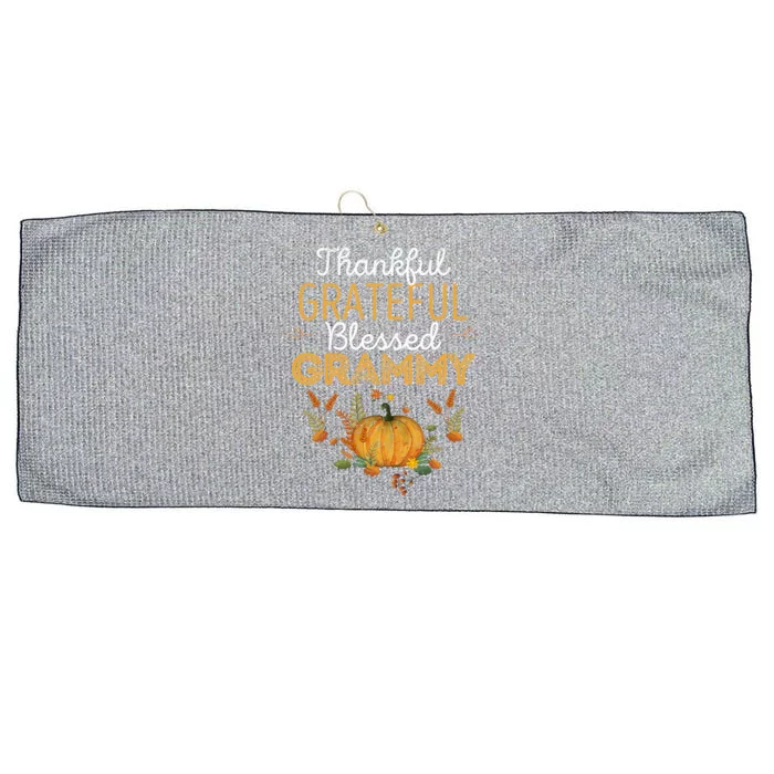 Thankful Grateful Blessed Grammy Pumpkin Thanksgiving Autumn Gift Large Microfiber Waffle Golf Towel